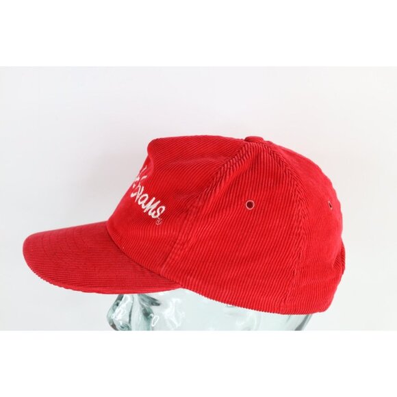 Vintage 90s Streetwear Faded Spell Out Bob Evans Corduroy Snapback Hat Cap Red - Picture 4 of 9